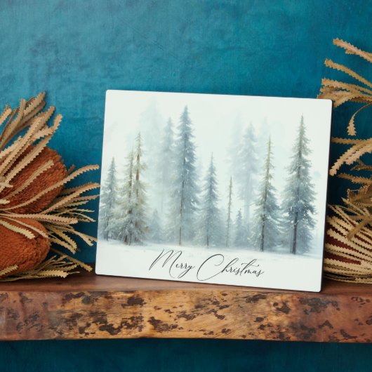 Aquarellschneebäume Weihnachten Fotoplatte (Seite)