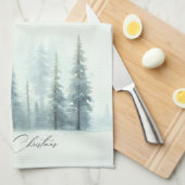 Aquarellschneebäume Weihnachten Geschirrtuch (Viertel Falte)