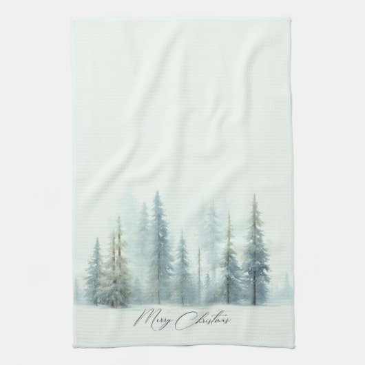 Aquarellschneebäume Weihnachten Geschirrtuch (Vertikal)