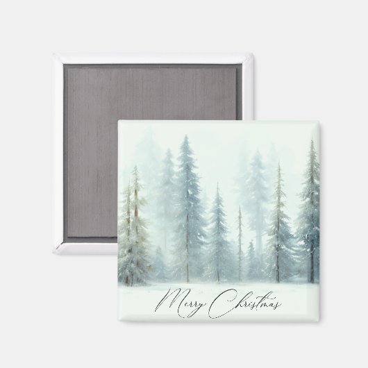 Aquarellschneebäume Weihnachten Magnet (Vorderseite/Rückseite)