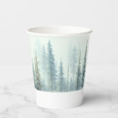 Aquarellschneebäume Weihnachten Pappbecher (Rückseite)