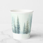 Aquarellschneebäume Weihnachten Pappbecher (Rechts)