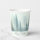 Aquarellschneebäume Weihnachten Pappbecher (Vorderseite)