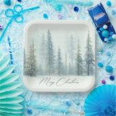 Aquarellschneebäume Weihnachten Pappteller (Party)