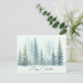 Aquarellschneebäume Weihnachten Postkarte (Stehend Vorderseite)