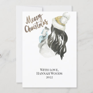 Aquarellschneedecke & Snowman Weihnachtskarte Einladung