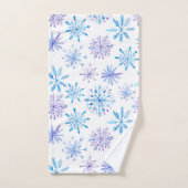 Aquarellschneeflocken blau & lila badhandtuch set (Handtuch)