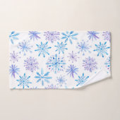 Aquarellschneeflocken blau & lila badhandtuch set (Handtuch)