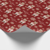 Aquarellschneeflocken Red Yorkie Dog Weihnachten Geschenkpapier (Ecke)