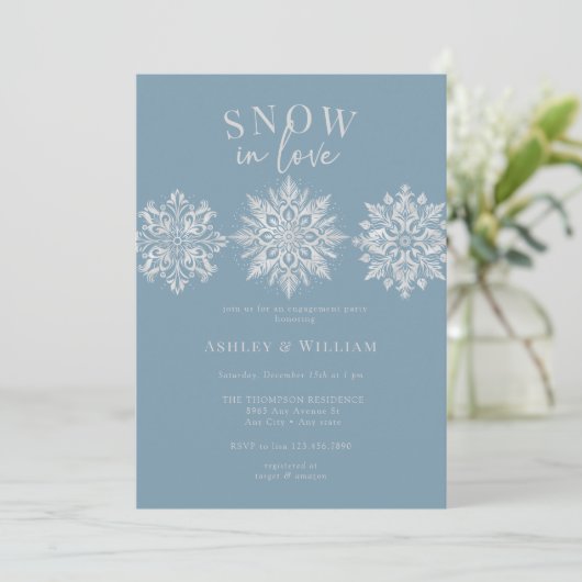 Aquarellschneeflocken | Script-Engagement Einladung (Stehend Vorderseite)
