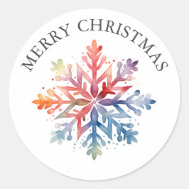 Aquarellschneeflocken Weihnachtsaufkleber Runder Aufkleber