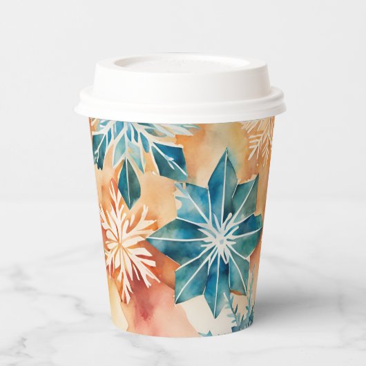 Aquarellschneeflocken Weihnachtskalender Pappbecher (Links)