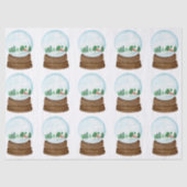 Aquarellschneeglobe mit Blockhütte und Bäumen Seidenpapier (Vorderseite)