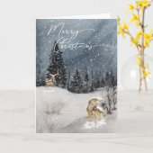 Aquarellschneelandschaft Frohe Weihnachten Karte (Gelbe Blume)