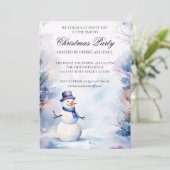 Aquarellschneemann im Schneeballfest-Party Einladung (Stehend Vorderseite)