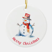 Aquarellschneemann Niedlich Personalisierte Weihna Keramik Ornament (Vorne)