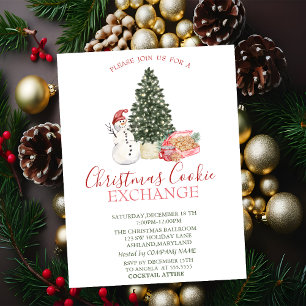 Aquarellschneemann, Pine Tree, Kekse Weihnachten Einladung