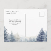 Aquarellschneemann und Frohe Weihnachtsgrüße Feiertagspostkarte (Rückseite)