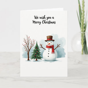 Aquarellschneemann und Frohe Weihnachtskarte Karte