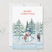 Aquarellschneemännchen und Weihnachten der Rentier (Vorderseite)