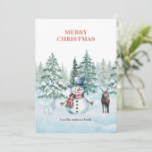 Aquarellschneemännchen und Weihnachten der Rentier (Stehend Vorderseite)