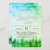 Aquarellschneewald Weihnachten Einladung (Vorne/Hinten)