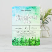 Aquarellschneewald Weihnachten Einladung (Stehend Vorderseite)