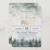 Aquarellschneewald Weihnachten Einladung (Vorne/Hinten)