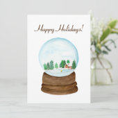 Aquarellschneewolf-Blockhütte Feiertagskarte (Stehend Vorderseite)
