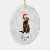 Aquarellschokolade Braun Goldendoodle Keramik Ornament (Rechts)