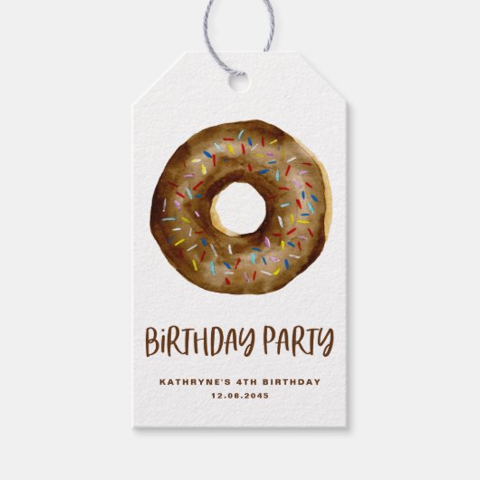Aquarellschokolade Donut Geburtstag Vielen Dank Geschenkanhänger (Vorderseite)