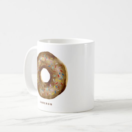 Aquarellschokolade Donut Sprinkles Personalisiert Kaffeetasse (Vorderseite Links)