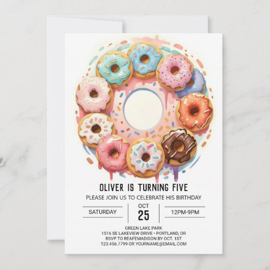 Aquarellschokolade Donuts Geburtstag Einladung (Vorderseite)