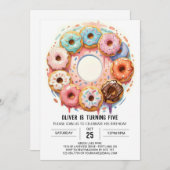 Aquarellschokolade Donuts Geburtstag Einladung (Vorne/Hinten)