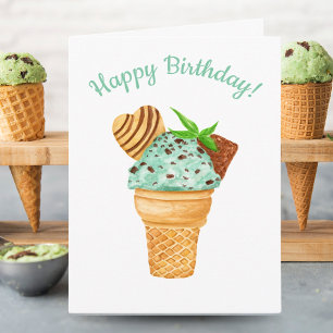 Aquarellschokolade Eiscreme zum Geburtstag glückli Karte
