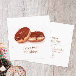 Aquarellschokolade Glasierte Donuts Quadratische Visitenkarte