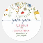 Aquarellschrift Blumen Zam Zam Geschenk Runder Aufkleber (Vorderseite)