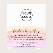 Aquarellschrift, Logo/Bild - Dankeschön-Karte Visitenkarten (Innenseite Aufgefaltet)