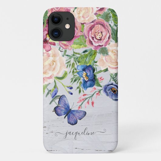 Aquarellschrift Rustikale Blütenblätter mit Schmet Case-Mate iPhone Hülle (Rückseite)