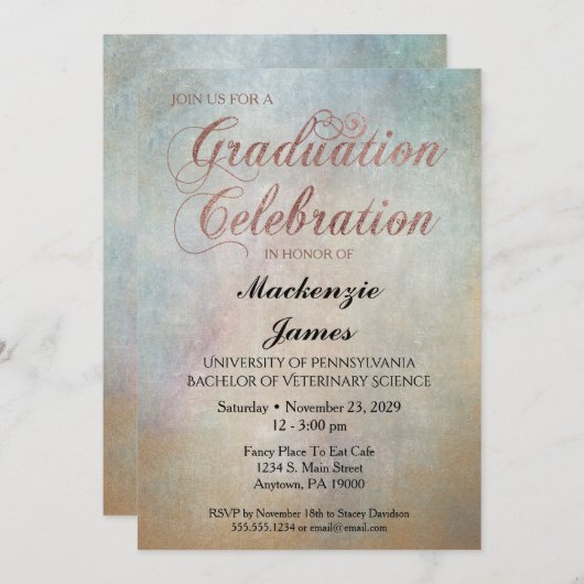 Aquarellschule Einladung Rose Gold (Vorne/Hinten)