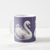 Aquarellschwan mit Lavender Florals Kaffeetasse (Vorderseite Links)