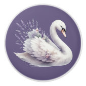 Aquarellschwan mit Lavender Florals Keramikknauf (Vorderseite)