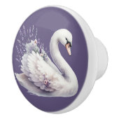 Aquarellschwan mit Lavender Florals Keramikknauf (Rechts)