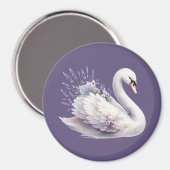 Aquarellschwan mit Lavender Florals Magnet (Vorderseite/Rückseite)