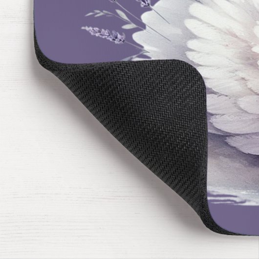 Aquarellschwan mit Lavender Florals Mousepad (Ecke)