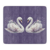 Aquarellschwan mit Lavender Florals Schneidebrett (Vorderseite)
