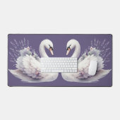 Aquarellschwan mit Lavender Florals Schreibtischunterlage (Tastatur & Maus)