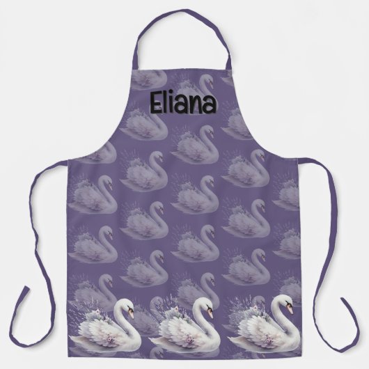Aquarellschwan mit Lavender Florals Schürze (Vorderseite)