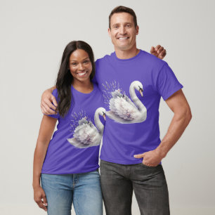 Aquarellschwan mit Lavender Florals T-Shirt