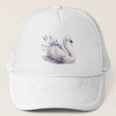 Aquarellschwan mit Lavender Florals Truckerkappe (Vorderseite)